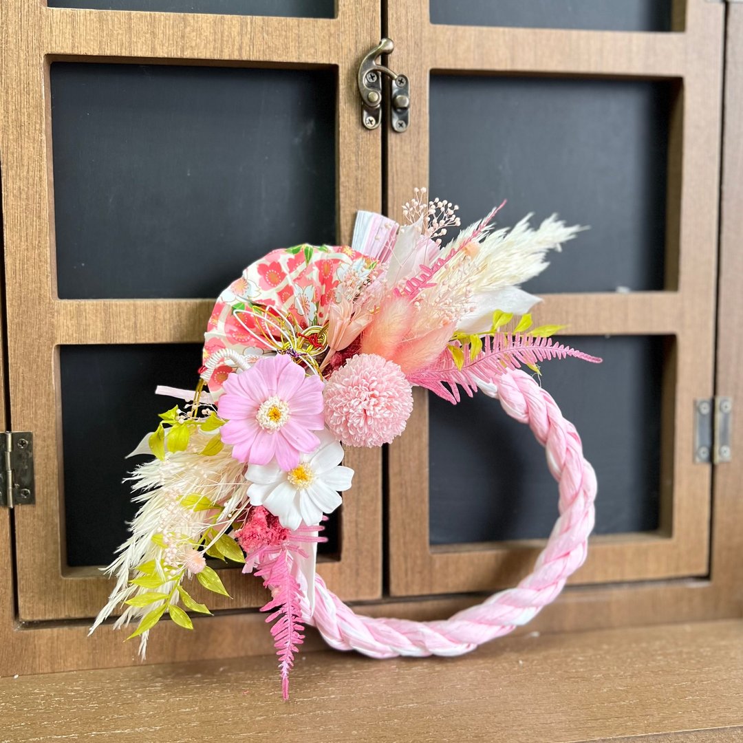 永生花菊花 日本注连绳 乒乓菊 兔尾草 小兔造型 - 摆饰 - 植物．花 粉红色