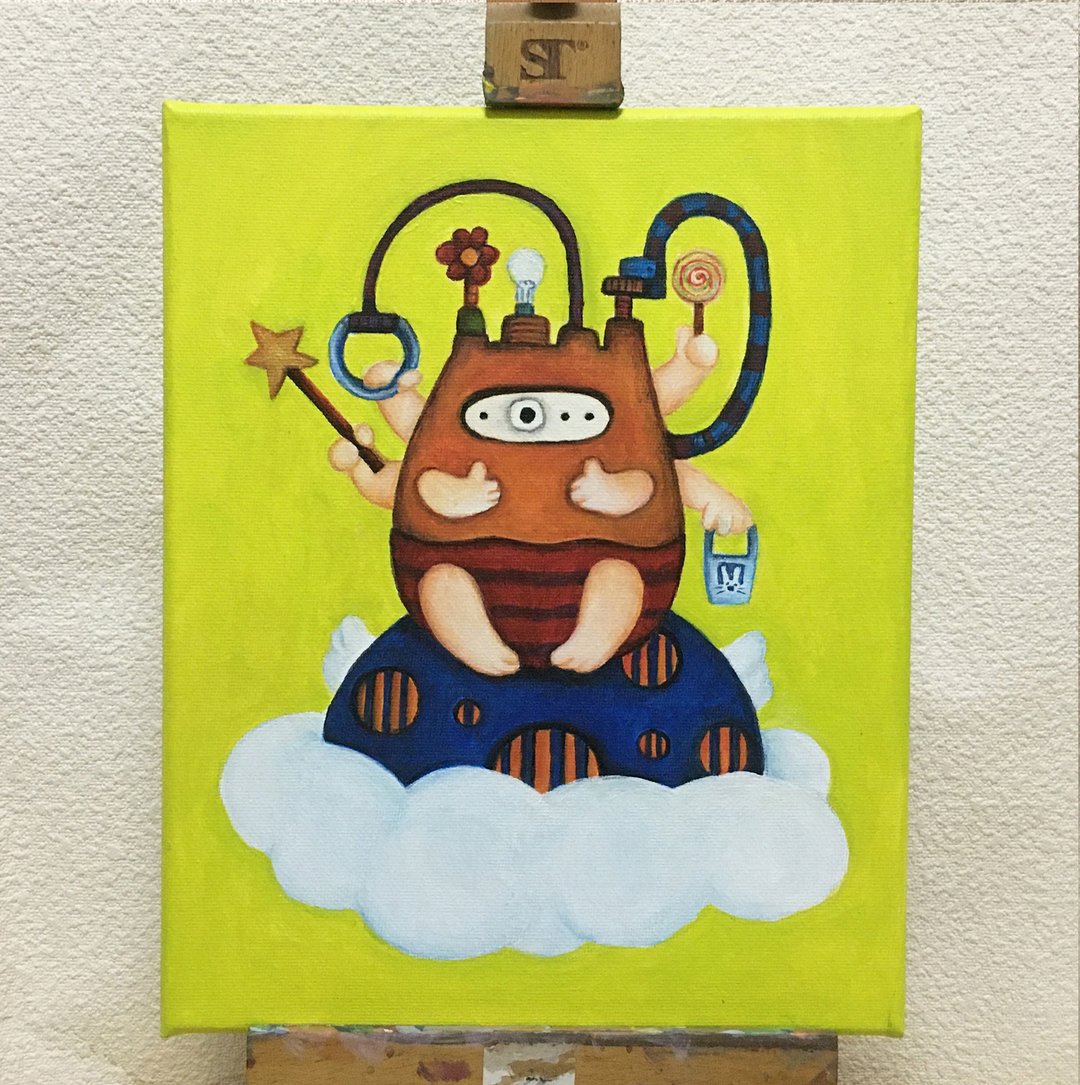 Mini acrylic painting on canvas / Odyssey boy - 墙贴/壁贴 - 其他材质 绿色
