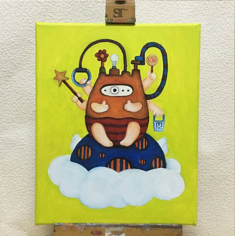 Mini acrylic painting on canvas / Odyssey boy - 墙贴/壁贴 - 其他材质 绿色