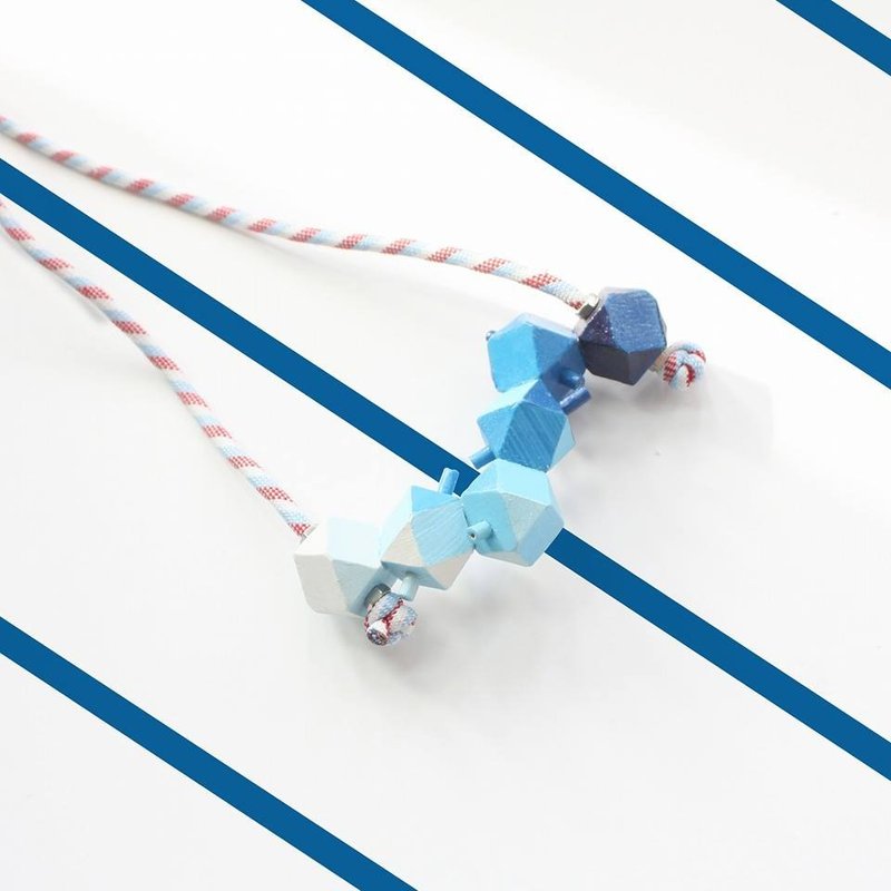 Puppets 3D 立体 蓝色渐变  颈链 项链 - 颈链 - 木头 蓝色