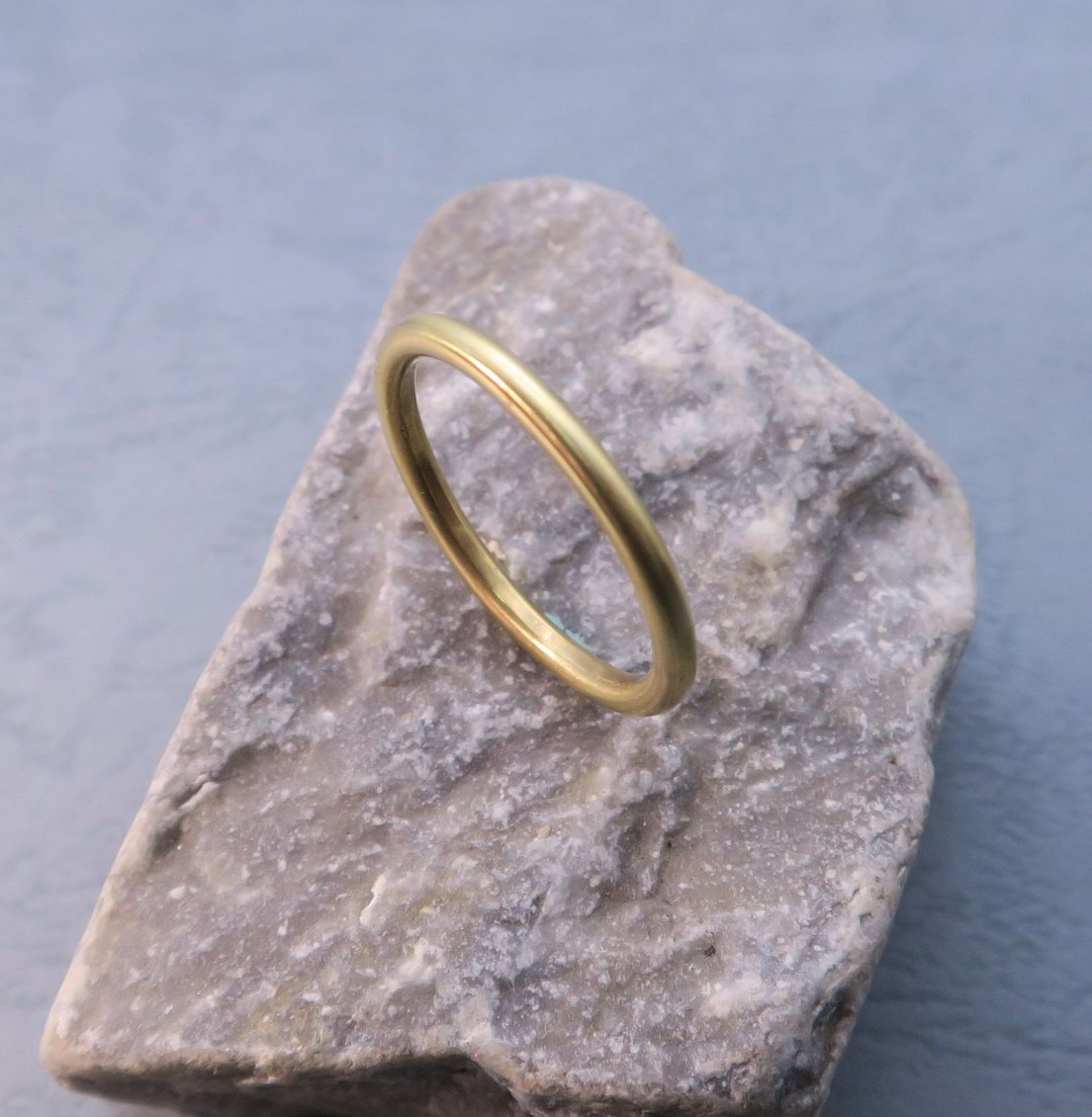 经典圆环 - 纤细感 黄铜戒指 宽约1.5mm/厚约1~1.5mm - 戒指 - 纯银 金色