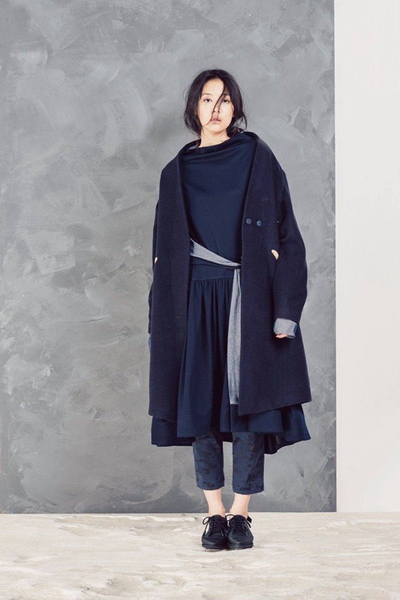 直身外套 - 女装休闲/机能外套 - 羊毛 蓝色