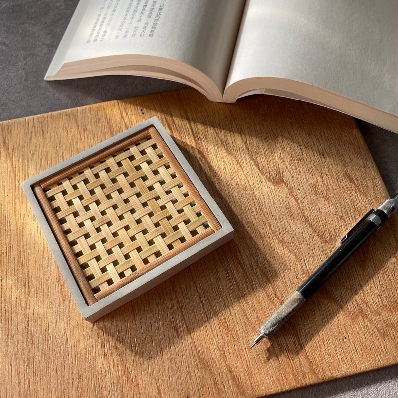 竹编水泥杯垫 - 杯垫 - 竹 咖啡色