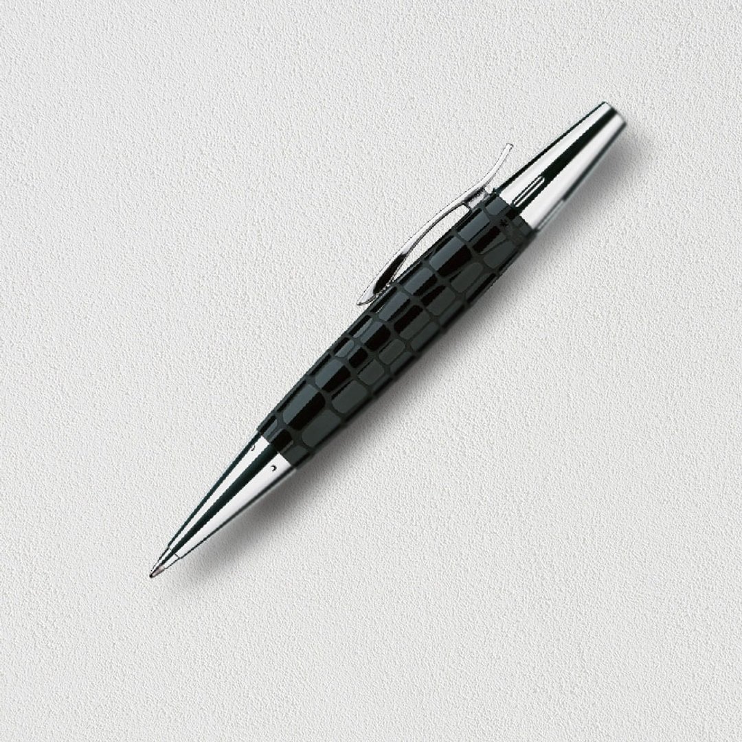 【Faber-Castell】E-MOTION 鳄鱼纹旋转原子笔 黑色 免费刻字 - 圆珠笔/中性笔 - 树脂 黑色