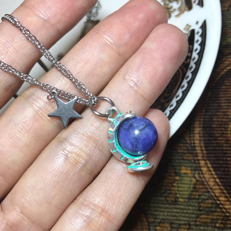 【Lost and find】天然石 青金石 地球仪 项链 - 项链 - 宝石 蓝色