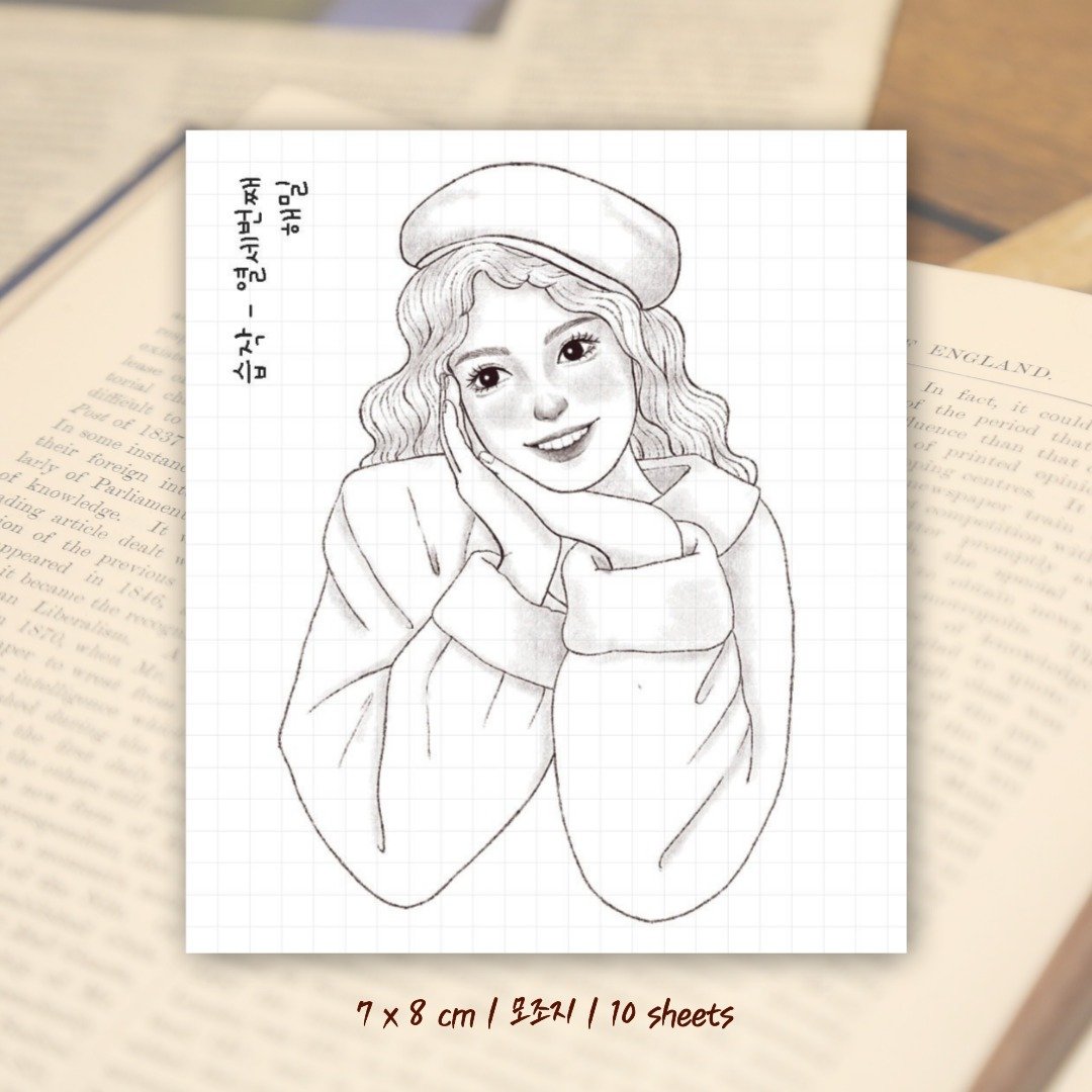 drawing study ver13 (hamil) 复古女孩仕女角色贴纸 - 贴纸 - 纸 黑色