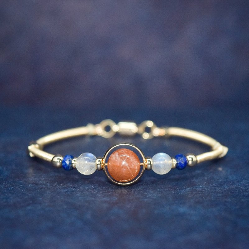 【Aldebaran】 太阳石/拉长石/青金石/14K包金手环 - 手链/手环 - 水晶 金色