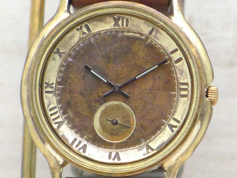 JB-SS2 Roman numeral 36mm Brass small second handmade wristwatch (JUM31SS2 Rome) - 男表/中性表 - 铜/黄铜 金色