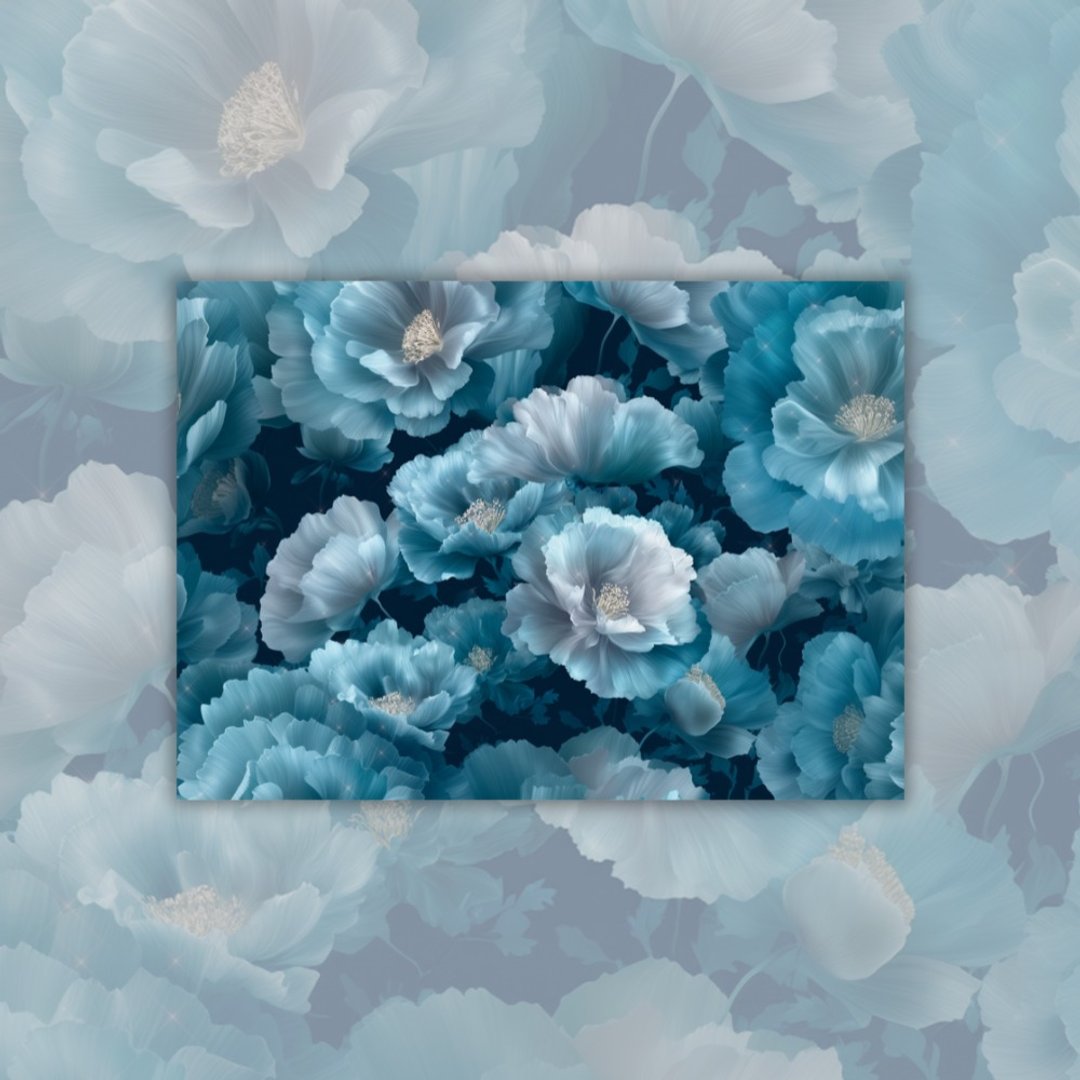A4. 花蓝色描图纸 - 卡片/明信片 - 纸 