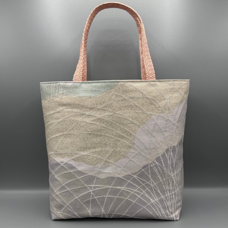 和服 腰带 腰带绳 手工 托特包 改造 银 紫 - 手提包/手提袋 - 丝．绢 白色