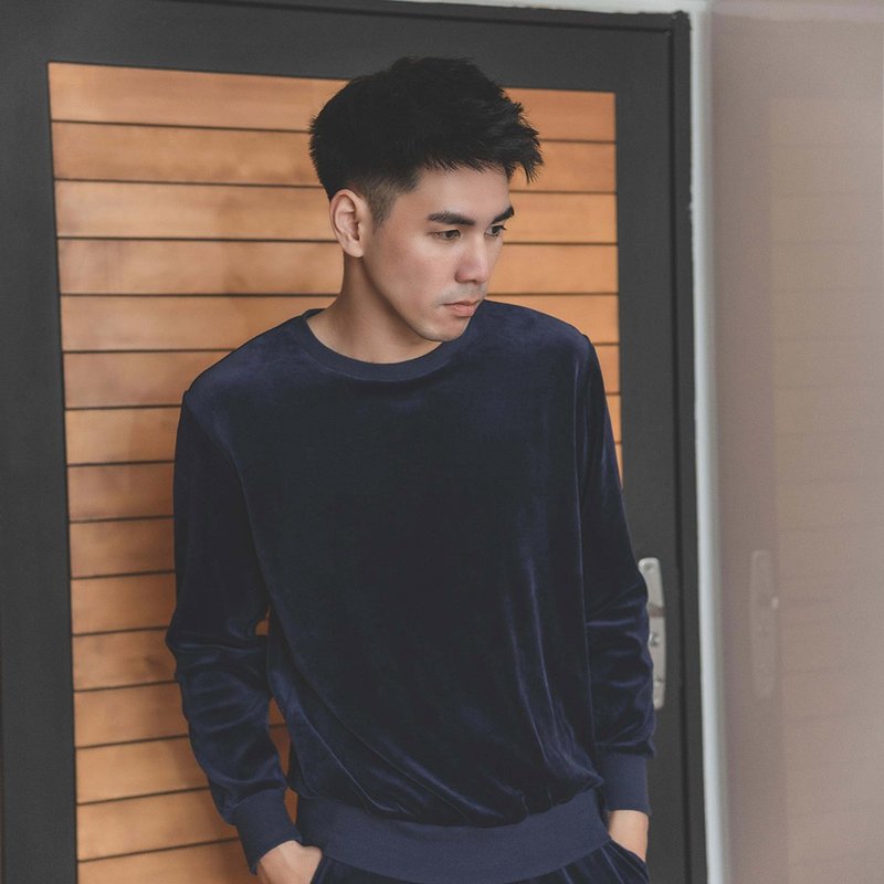 UMORFIL胶原蛋白保暖珊瑚绒男居家服-丈青/父亲节 - 居家服/睡衣 - 棉．麻 蓝色