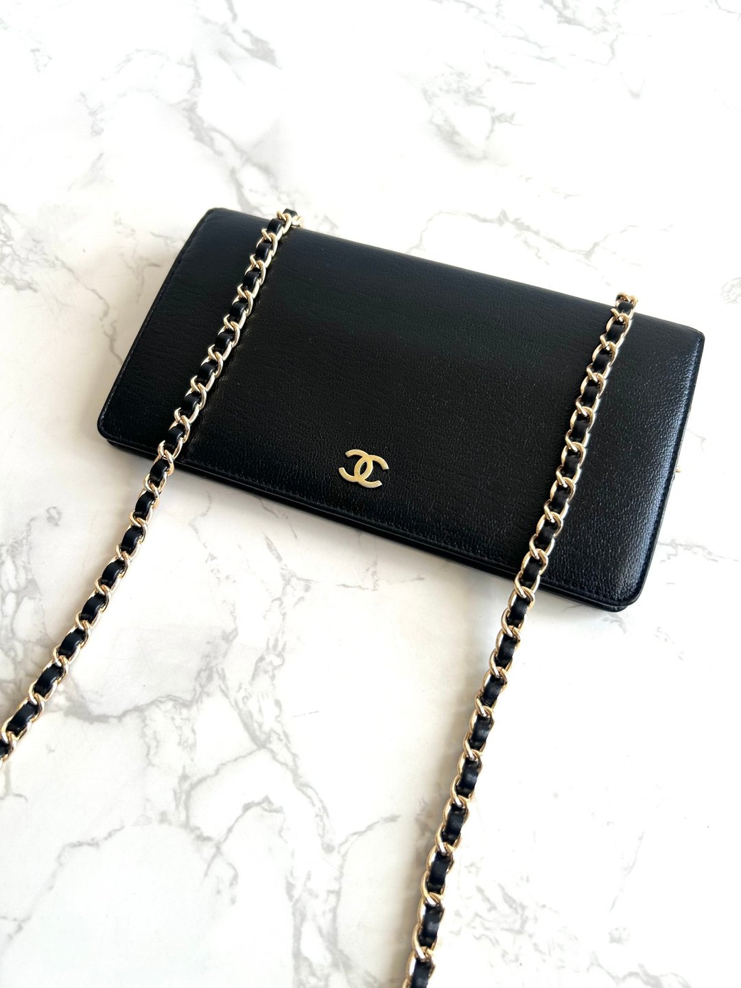 绝版中古包 Chanel 黑金色 WOC 长夹 侧背包 斜背包 单肩包 二手包 - 侧背包/斜挎包 - 真皮 黑色