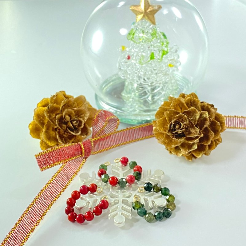 Christmas Color Amulet Ear Cuff 14kgf Christmas Gift - 耳环/耳夹 - 宝石 多色