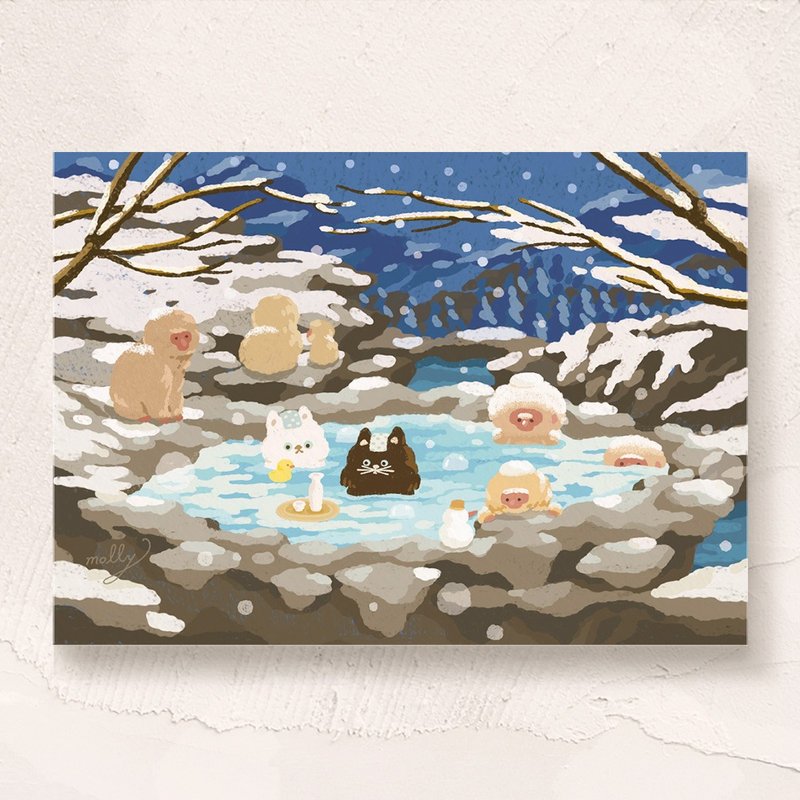 postcard-雪猿温泉 - 卡片/明信片 - 纸 多色