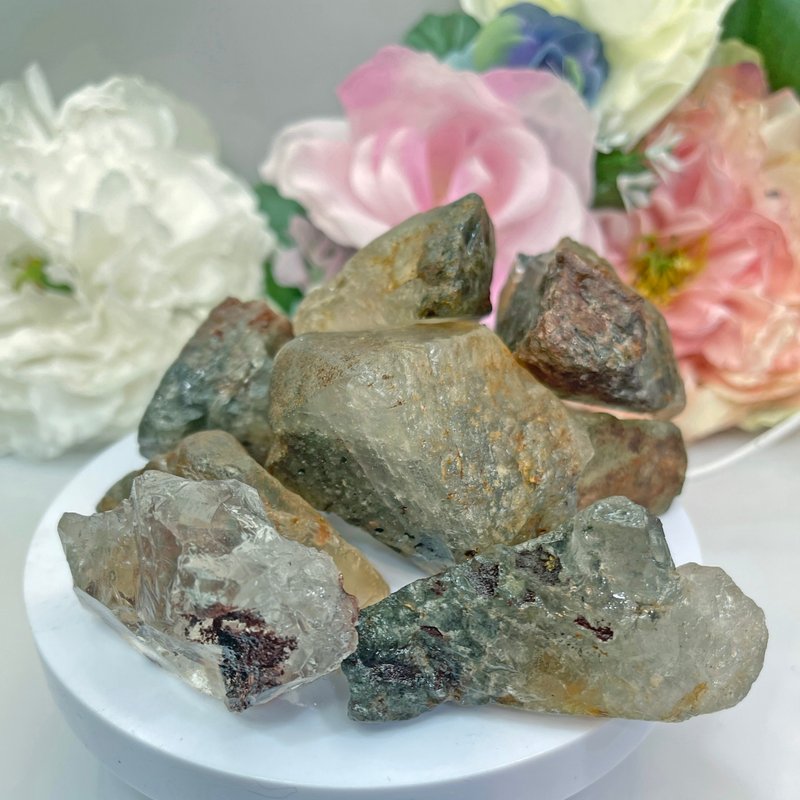 四季彩 幽灵水晶 粉紫白橘绿黄红多色 花幽灵 能量 原矿石 绿幽灵 - 摆饰 - 水晶 多色