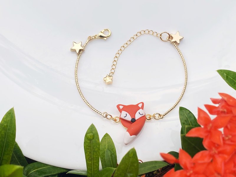 星之狐 手工软陶金色手镯14K镀金 - 手链/手环 - 粘土 橘色