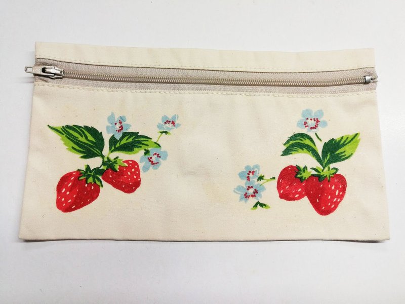 帆布笔袋 化妆包 收纳袋 蝶谷巴特拼贴M07 (手作~独一商品) - 铅笔盒/笔袋 - 棉．麻 