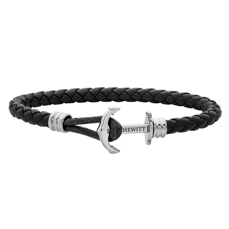 Paul Hewitt Anchor Bracelet PHREP LITE Sliver PH-PHL-L-S-B - 手链/手环 - 真皮 黑色