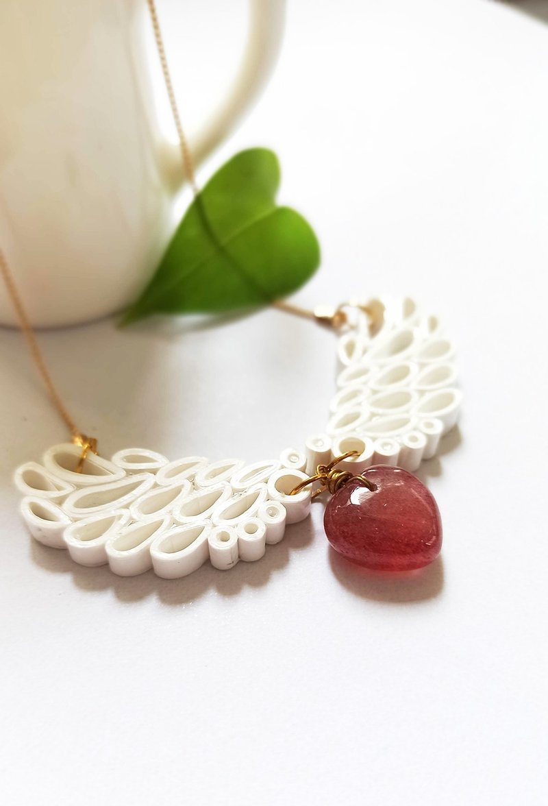 纸工艺 衍纸 卷纸 手作饰品—心向/大爱心 - 项链 - 水晶 红色
