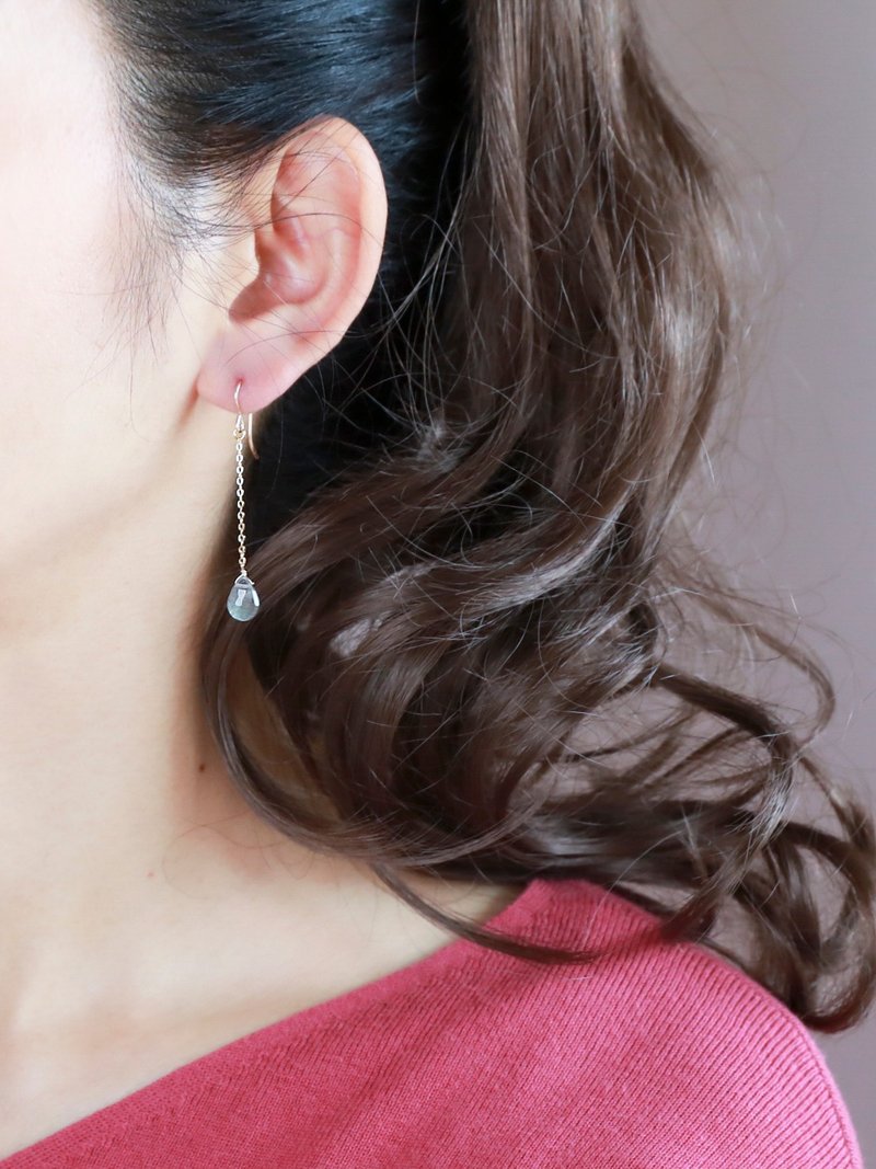 耳针和耳夹semplice 拉长石 - 耳环/耳夹 - 半宝石 灰色