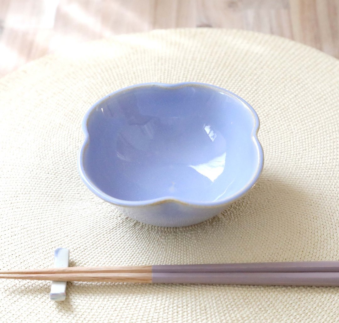 绣球花结晶釉四叶小钵 - 碗 - 陶 蓝色