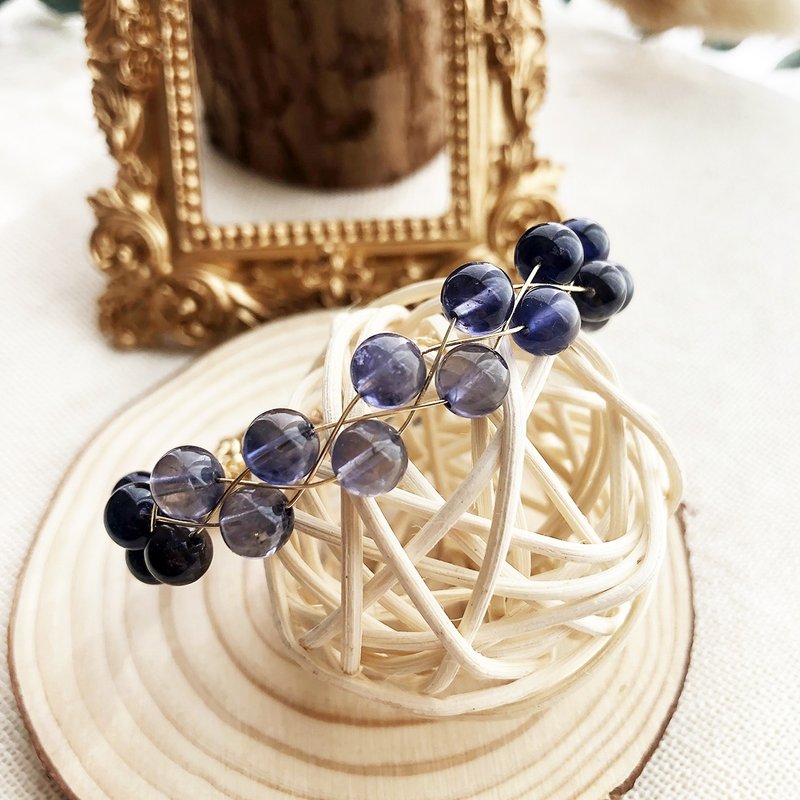 高货透体堇青绕线磁扣原创设计 | 蓝紫桂冠 - 手链/手环 - 水晶 蓝色