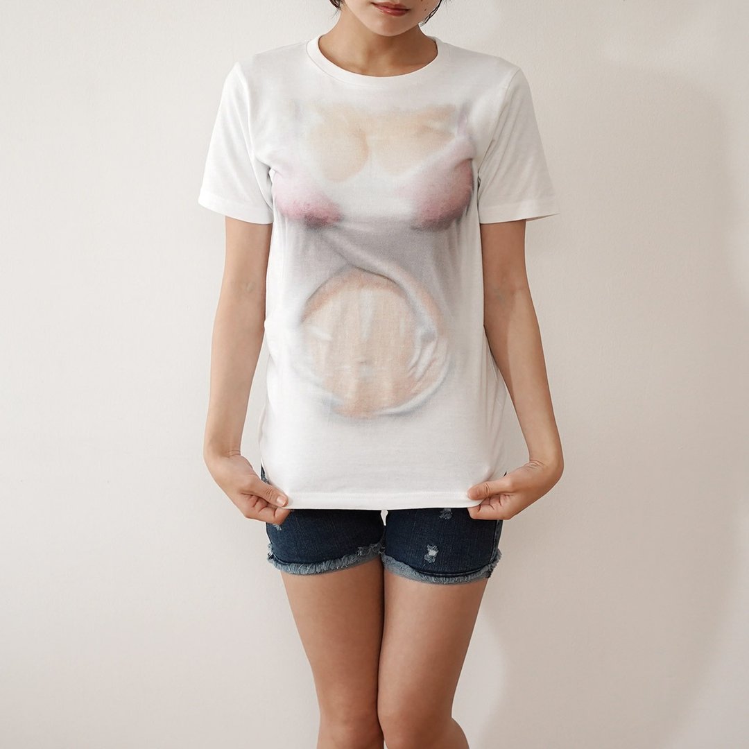 Mousou Mapping T-shirt/ Splash/ PINK - 女装衬衫 - 棉 粉红色