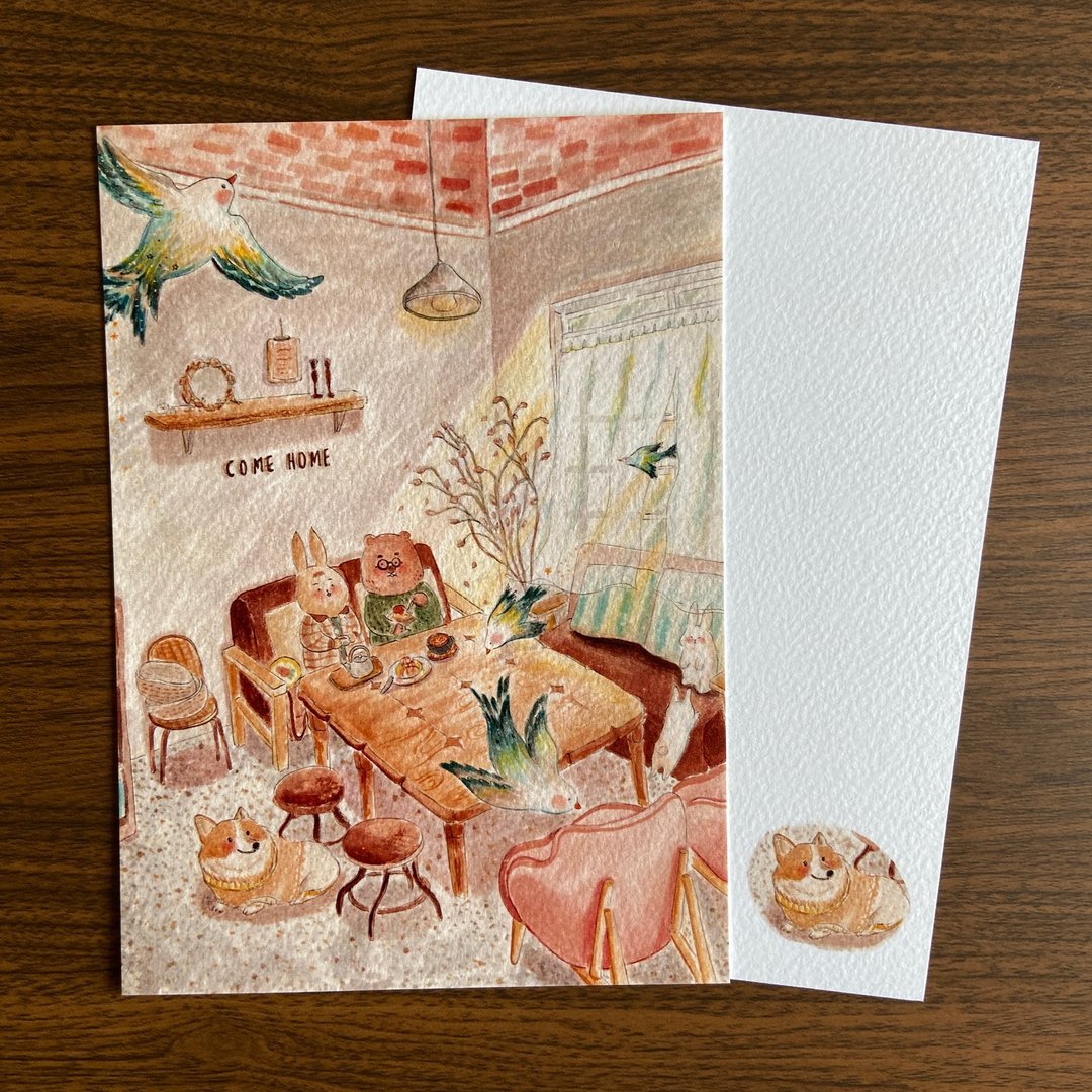 插画明信片 | 搜集美好小店系列 - 卡片/明信片 - 纸 咖啡色