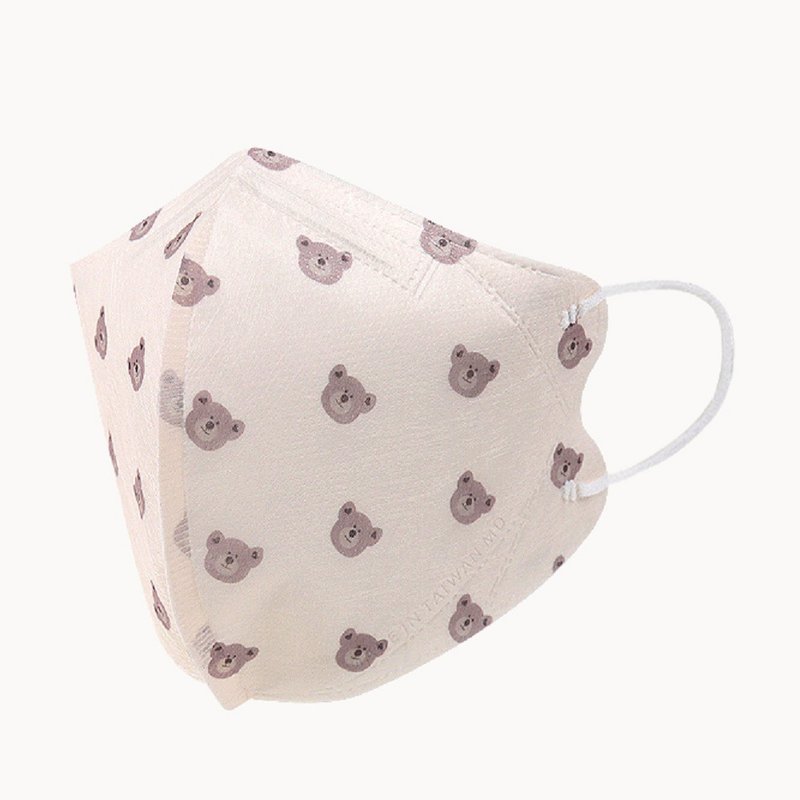 一心一罩 成人小脸3D医用口罩 - 毛绒宝贝熊(10入/袋) - 口罩 - 聚酯纤维 卡其色