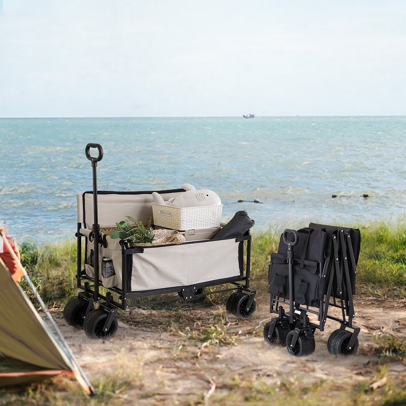 两用椅型露营推车 奶茶 黑色 两色可选 折叠手推车 拉杆车 - 露营用品 - 其他金属 多色