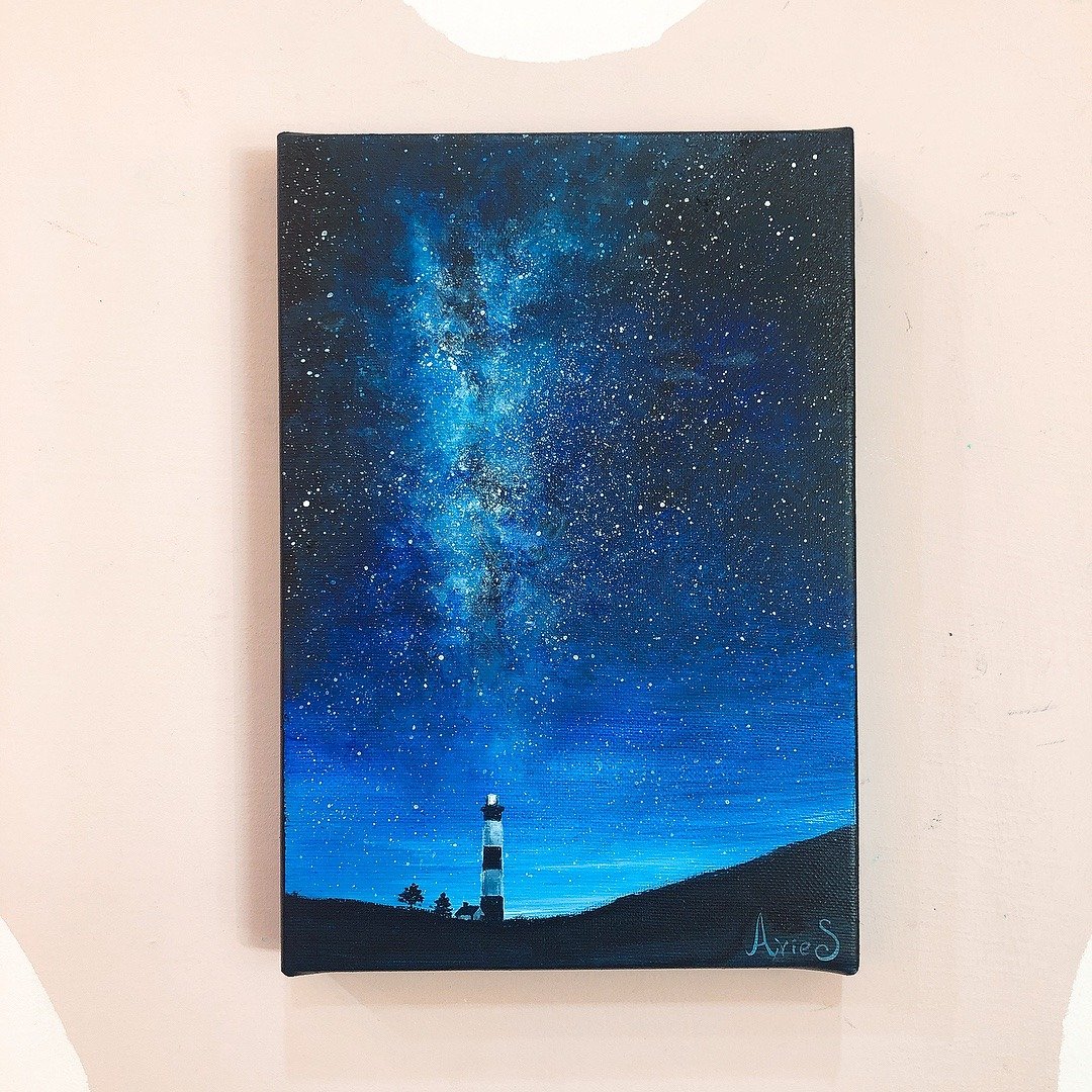 星河 灯塔 压克力画 油画课程 无绘画基础可学 礼物 无框画 - 插画/绘画/写字 - 棉 