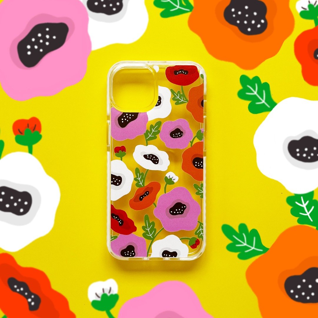 缤纷罂粟花 iPhone 透明防摔手机壳 - 手机壳/手机套 - 塑料 多色