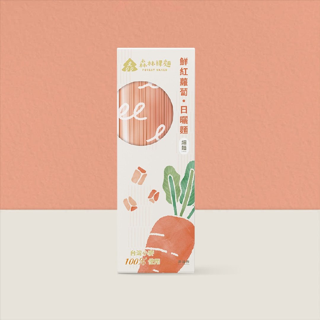 【 森林面食 】森林裸面 - 鲜红萝卜口味(4包/盒) - 面/面线/米粉 - 新鲜食材 红色