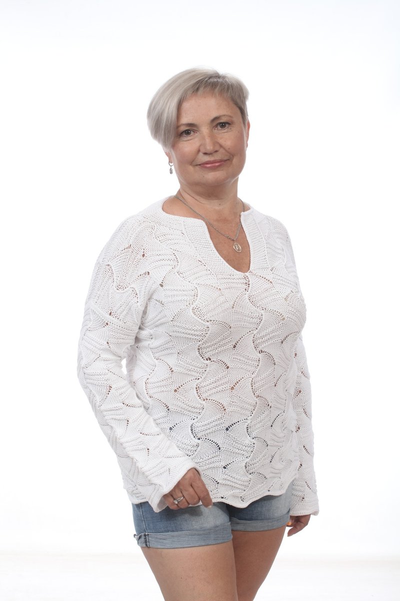 Tunic Jumper 白色手工针织棉 - 女装针织衫/毛衣 - 棉．麻 白色