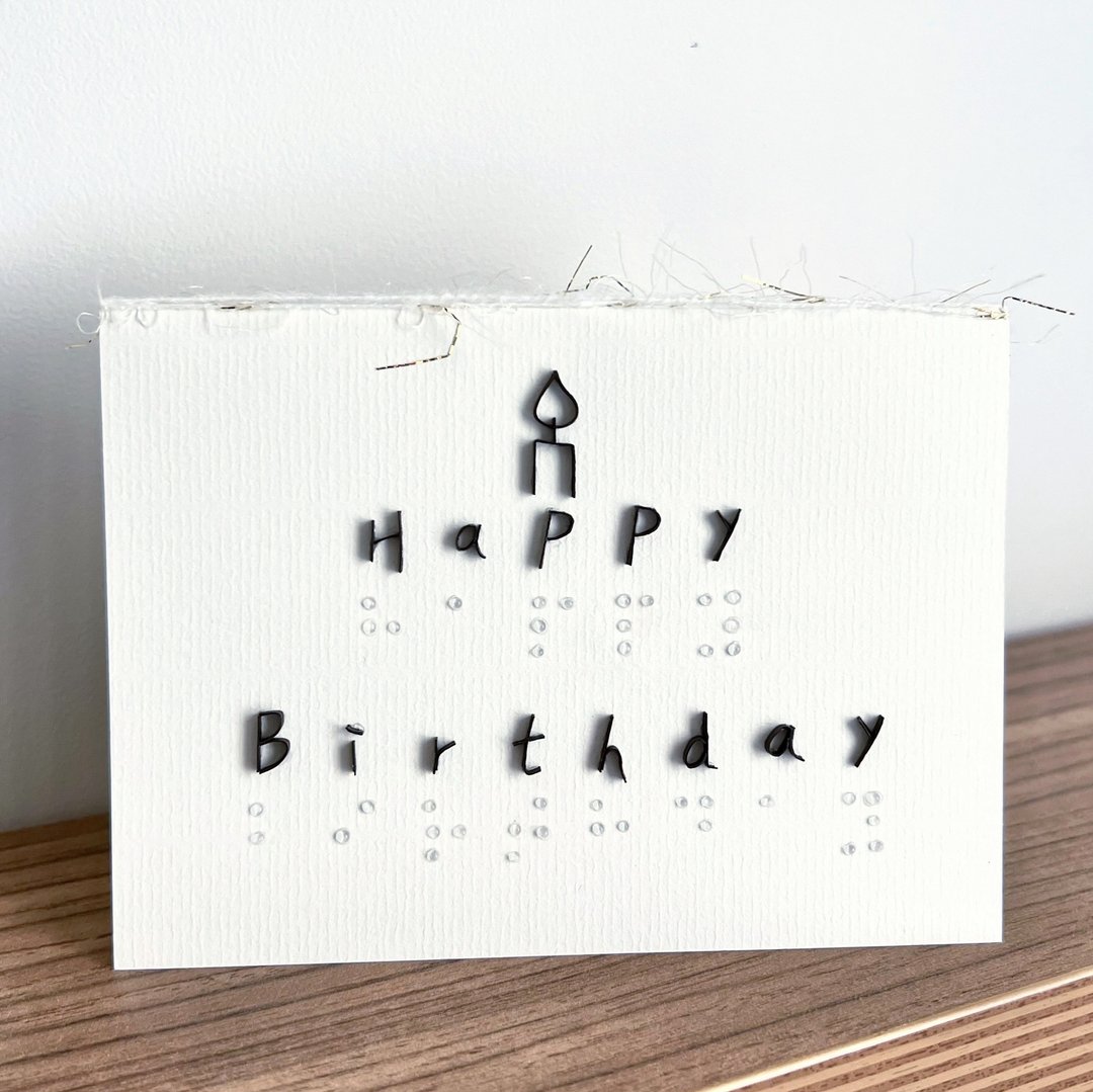 点字 立体文字 生日卡 再生纸 - 卡片/明信片 - 纸 白色