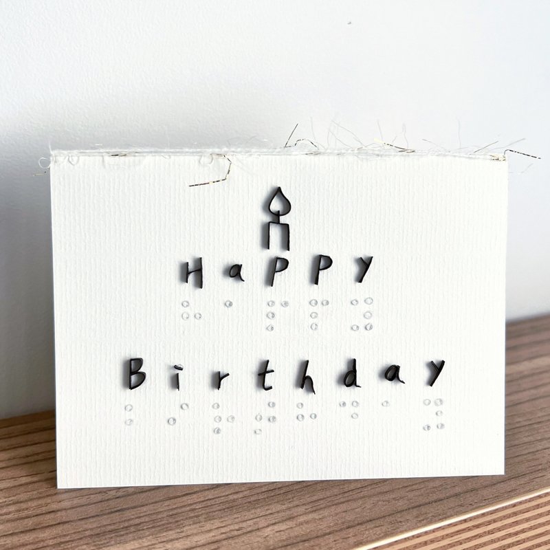点字 立体文字 生日卡 再生纸 - 卡片/明信片 - 纸 白色