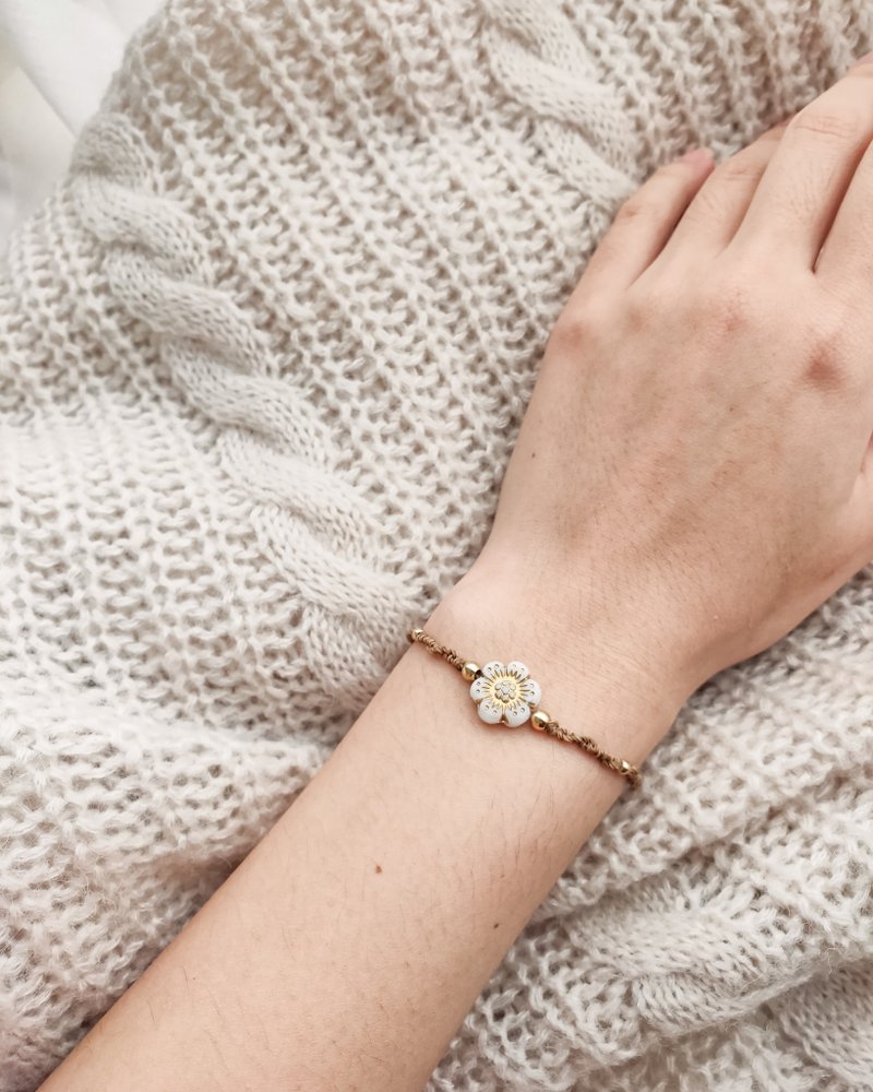 【可定制】黄铜花 手链 经典 简约 编织 - 手链/手环 - 铜/黄铜 