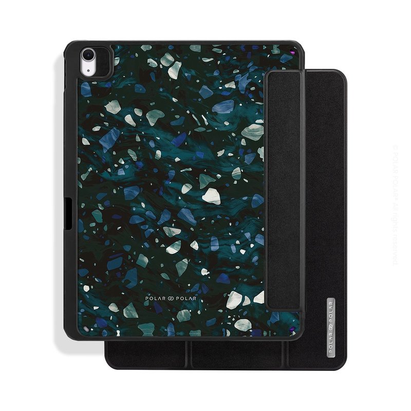 北欧水磨石 磁吸可拆式 iPad Pro / Air M3 M2 三折保护壳 - 平板/电脑保护壳 - 塑料 蓝色