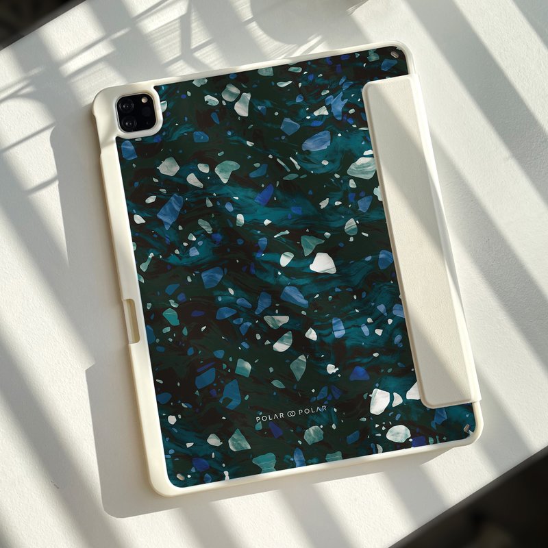 北欧水磨石 磁吸可拆式 iPad Pro / Air M3 M2 三折保护壳 - 平板/电脑保护壳 - 塑料 蓝色