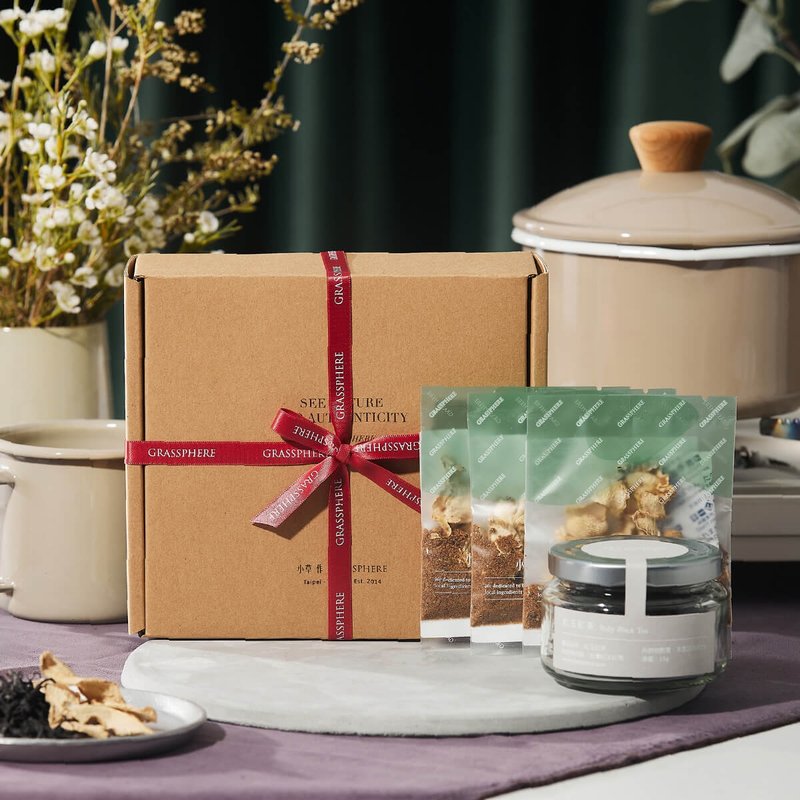 暖心伴手礼【暖姜黑糖锅煮香料奶茶礼盒】DIY锅煮奶茶 - 茶 - 新鲜食材 卡其色