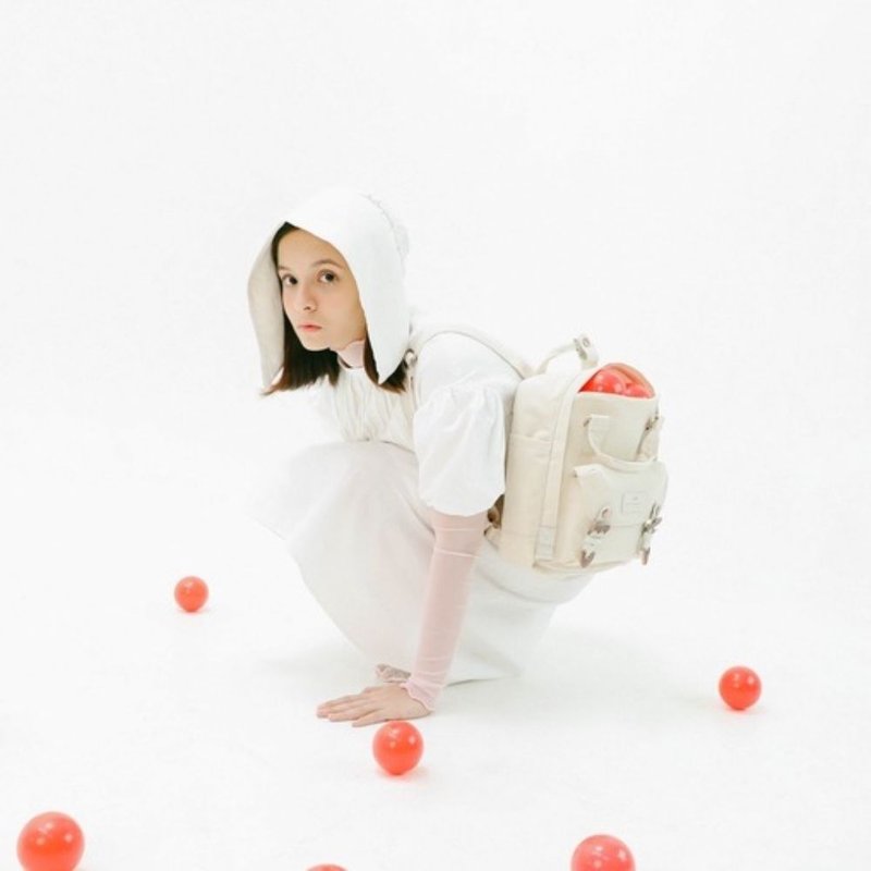 【DOUGHNUT】10.5寸 防泼水 迷你后背包 马卡龙 水壶格-奶油 MC - 后背包/双肩包 - 尼龙 白色