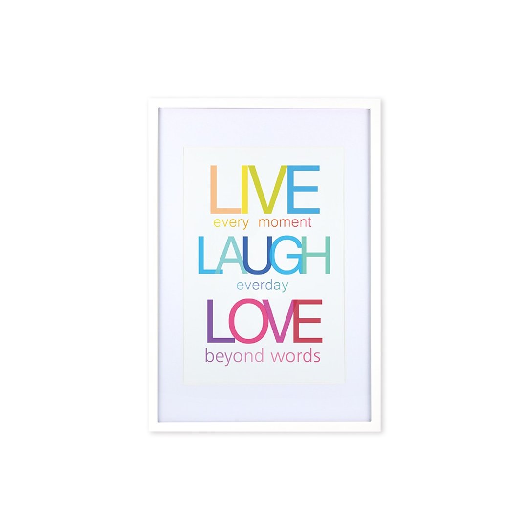 装饰画相框 Quote Series Live Laugh Love 白色框 63x43cm 室设 - 画框/相框 - 木头 多色