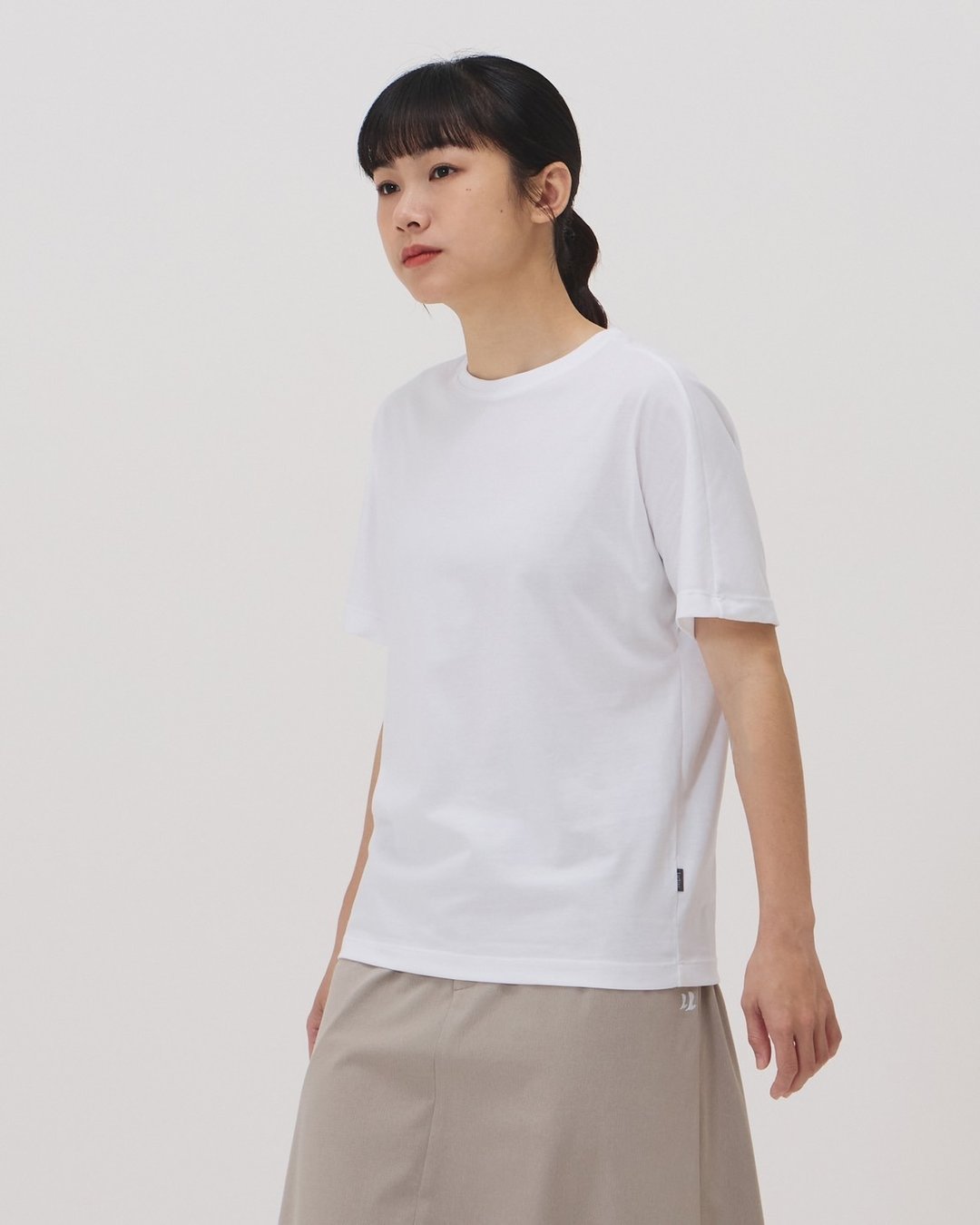 极简连袖短 Tee (白) - 女装 T 恤 - 棉 白色