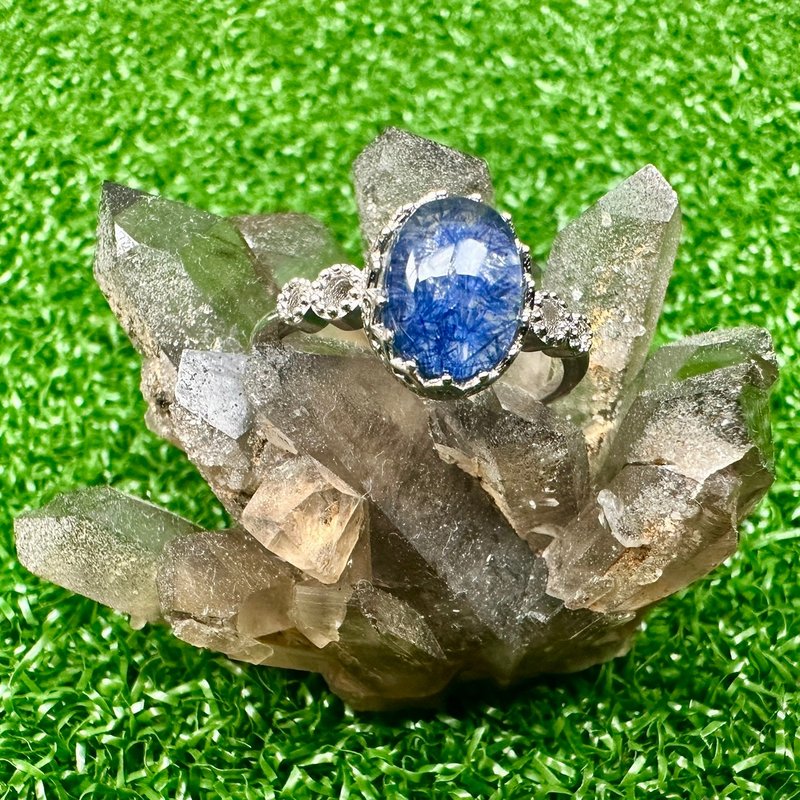 【莫名奇妙杂货店】蓝线石 蓝绒石 925银戒指 - 戒指 - 银 蓝色