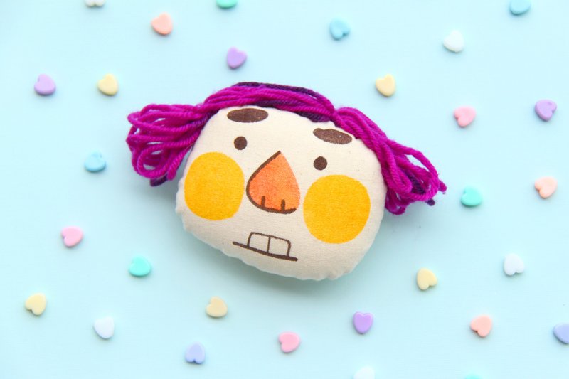 兔咪原创手绘胸针 紫头发款 - 胸针 - 棉．麻 紫色