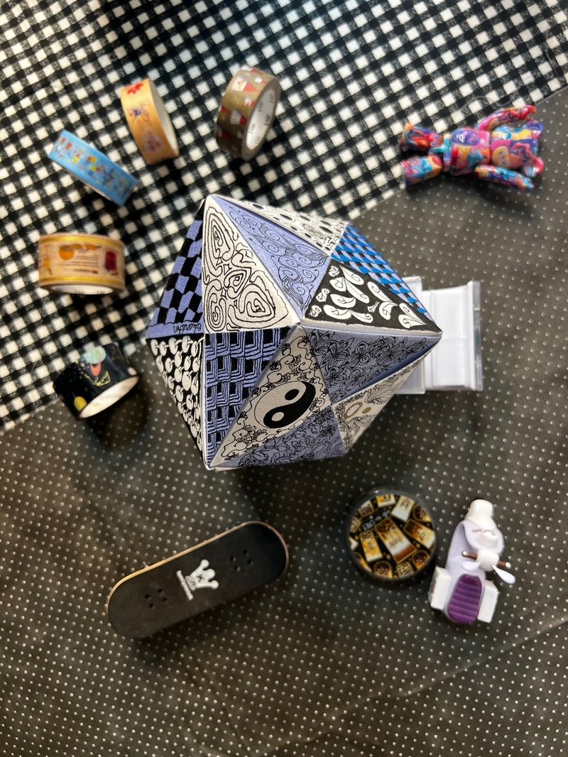 Zentangle禅绕画艺术品-六面体禅绕立体折纸球 - 木工/竹艺/纸艺 - 纸 蓝色
