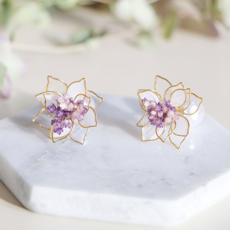 纯。典雅无暇 / 925纯银耳针防过敏 / 14K包金线材 - 耳环/耳夹 - 其他材质 白色