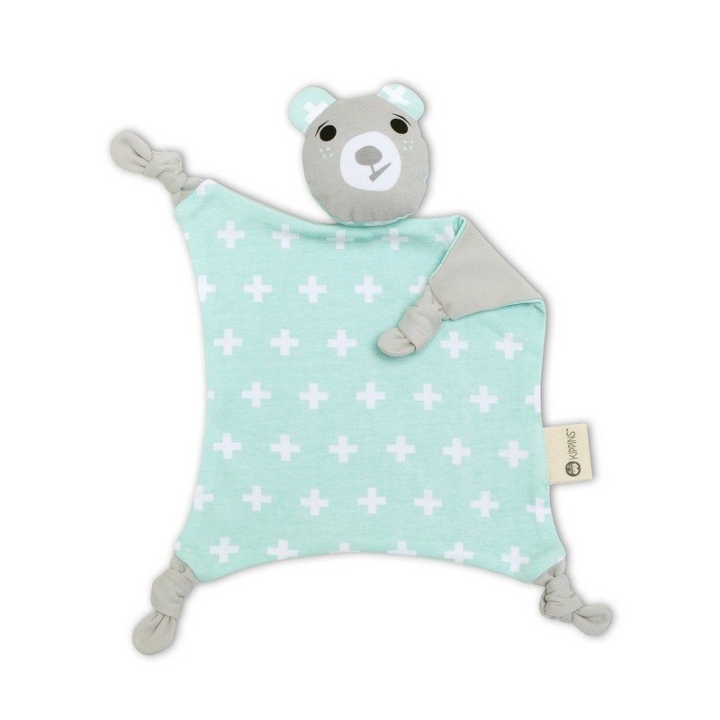 有机棉安抚巾 – 比利小熊(绿十字) Billie - 围嘴/口水巾 - 棉．麻 绿色