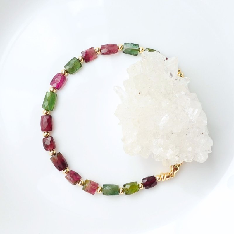 天然无注胶碧玺 质感与能量并行的配饰 天然碧玺手链 一物一图 - 手链/手环 - 玉石 多色