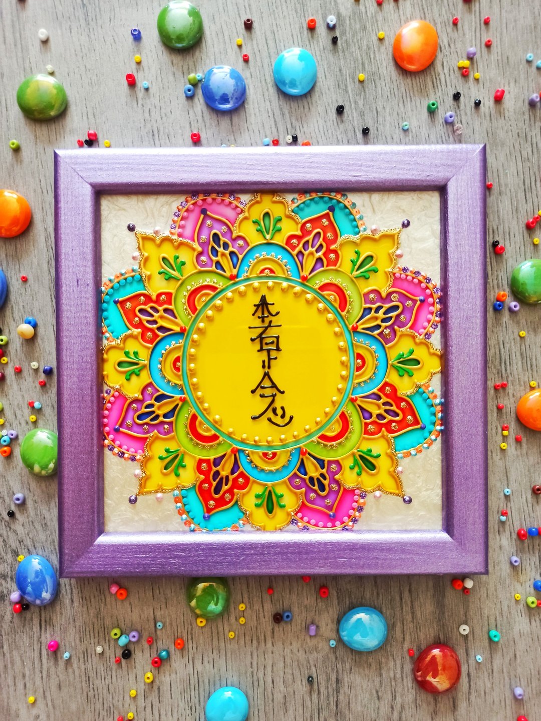 灵气符号艺术汉莎泽鞋嫩曼陀罗玻璃画臼井灵气装饰 - 墙贴/壁贴 - 玻璃 紫色